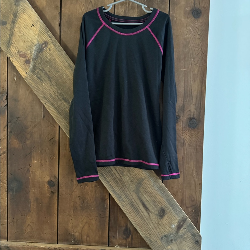 4/$12 All in Motion Black Fleece Lined Performance Shirt with Pink Highlights